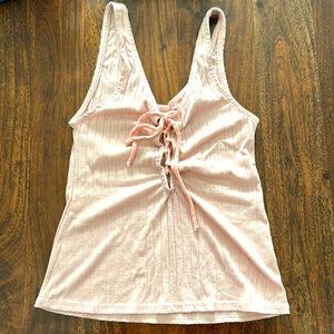Urban Outfitters Pink Tie-Up Bust Shirt